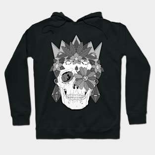 Royal Dead, Floral Crown Greyscale Sugar Skull Hoodie